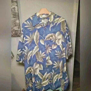 Campia Moda Button Down Short Sleeve Hawaiian Shirt Mens Size XL Blue